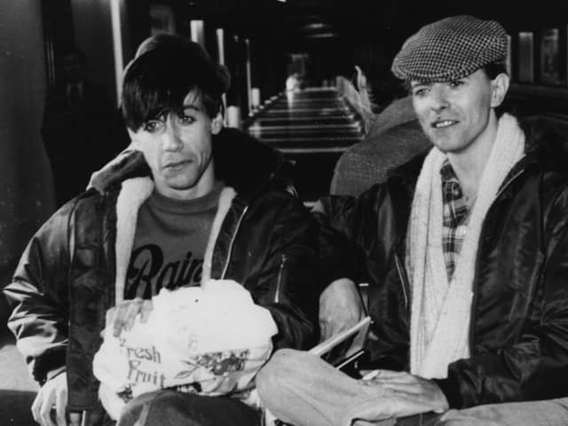 March 1977:  Rock singers David Bowie, right, and Iggy Pop in Germany   Photo by Evening Standard/Getty Images