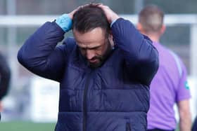 Former Stenhousemuir manager Stephen Swift watching his side playing Stirling Albion in October (Photo: Scott Louden)