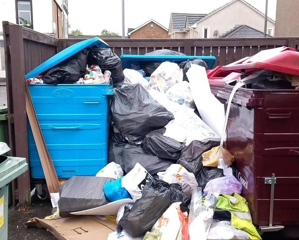 The rubbish piled up outside the flats in Grahams Road