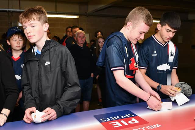 Falkirk fans at the new-look Pie Sports kiosks (Photo: Michael Gillen)