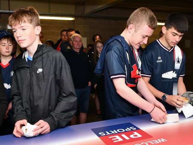 Falkirk fans at the new-look Pie Sports kiosks (Photo: Michael Gillen)