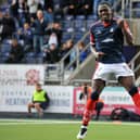 Alfredo Agyeman celebrates scoring for Falkirk (Pic Michael Gillen)