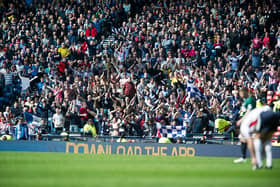 Falkirk fans at Hampden back in 2015 for their last Scottish Cup semi-final trip - which saw the Bairns beat Hibs 1-0 (Photo: John Devlin)