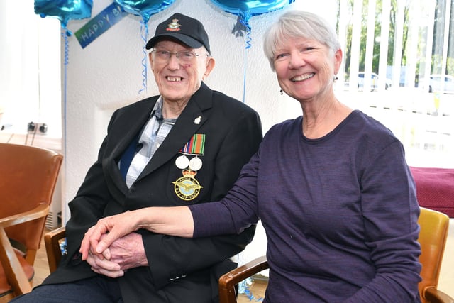Fred with daughter Janette Huskie who had flown from the United States for his special day.