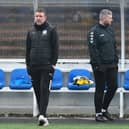 11-01-2025. Picture Michael Gillen. BO'NESS. Newtown Park. Bo'ness Utd v East Stirlingshire. Lowland League Season 2024 -2025. Stuart Hunter (left).