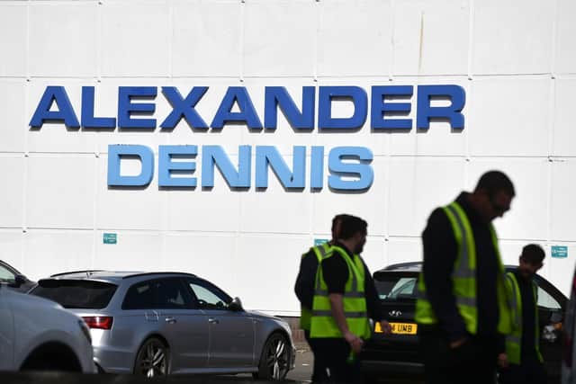 Around 400 jobs at the Alexander Dennis plant in Falkirk are at risk. Pic: Michael Gillen