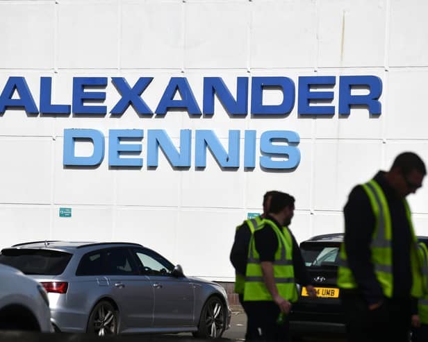 Around 400 jobs at the Alexander Dennis plant in Falkirk are at risk. Pic: Michael Gillen