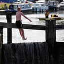 Youths jumping into the Forth and Clyde Canal - the same stretch of water where a car was found this week