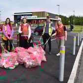 McDonald's staff pick litter at Camelon