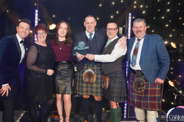 The team from Taylor Made Kilts received the award for Best Men's Outfitter at the Confetti Wedding Awards 2024.  (Pic: Confetti Wedding Awards)