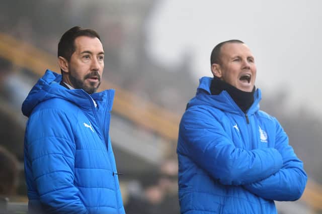 Martin Rennie and Kenny Miller on the touchline at Bayview (Pic: Michael Gillen)