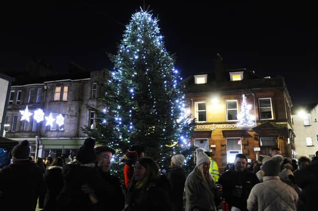 Crowds gathered in Bo'ness Town Centre on Saturday for the Christmas light switch on event organised by BUZZness.  (Pic: Alan Murray)