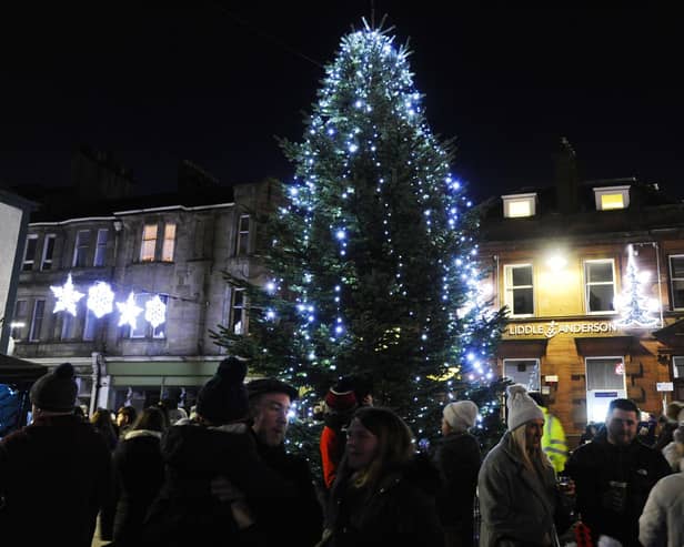 Crowds gathered in Bo'ness Town Centre on Saturday for the Christmas light switch on event organised by BUZZness.  (Pic: Alan Murray)