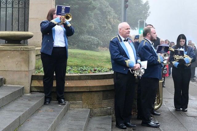 The bugler from Unison Kinneil Band plays the Last Post.