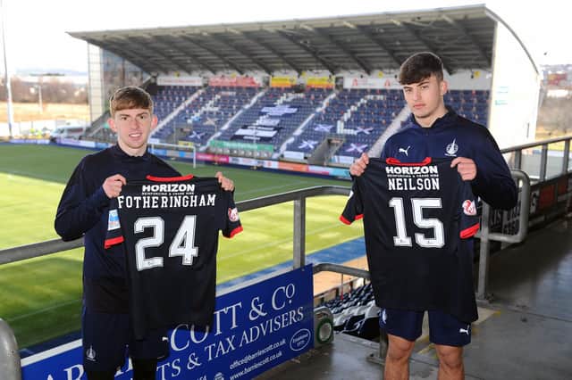 Kai Fotheringham and Lewis Neilson have joined Falkirk on loan from Dundee United until the end of the season