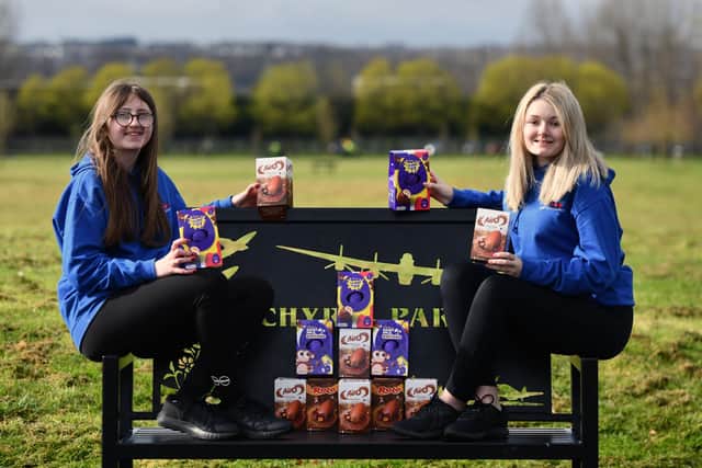 School friends Iona Gillies (14) and Mia Evans (13) organised an Easter egg hunt in Inchyra Park on Easter Sunday