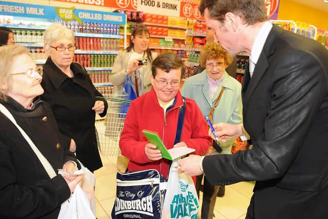 Mark Charnock, who plays Marlon Dingle in Emmerdale, photographed during the opening of Poundland in Central Retail Park, Falkirk. Picture: Gary Hutchison.