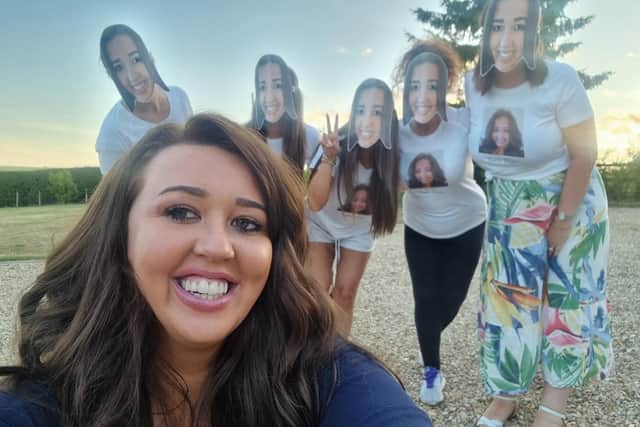Chantelle McSharry travelled to the pageant final with family and friends who had donned masks of her face for the occasion.