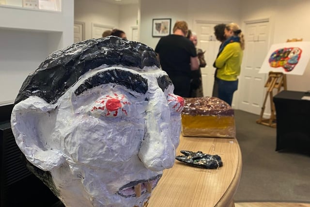 Self portrait sculpture artwork by Creating Connections participating artist with Artlink Central