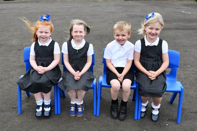 If the closure proposal goes ahead, then these will be the last ever P1 pupils at Blackness Primary School. Pic: Michael Gillen
