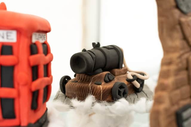 Part of Shannon McNiven's cake depicting Carron Iron Works and the items made over the years