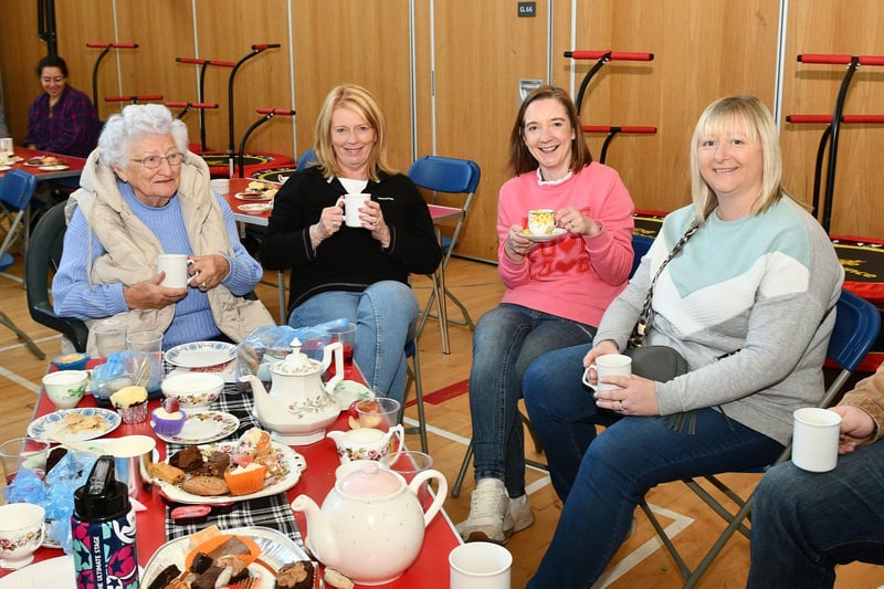 Enjoying the tea party with all funds going to Strathcarron Hospice.