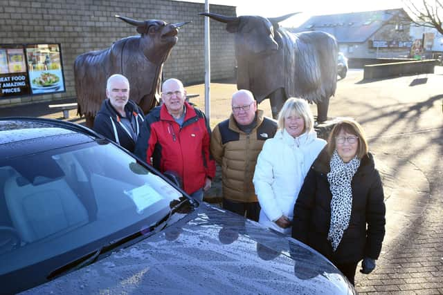 The Home2Hospital service has been launched with left to right, Graeme Sutherland, lead driver; Ken Drummond, chairperson; Allan Archibald, lead coordinator; June Kirkwood, treasurer; and Jean Geddes, secretary. Pic: Michael Gillen