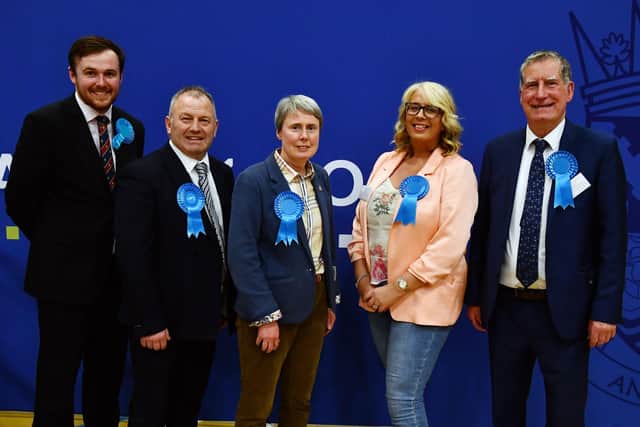 The five Conservative  councillors elected to Falkirk Council.