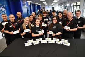 Larbert High School S6 pupils join Scottish Fire and Rescue representatives at the Anthony Nolan stem cell event