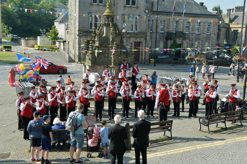 Linlithgow Reed Band play at The Cross on Tuesday morning.