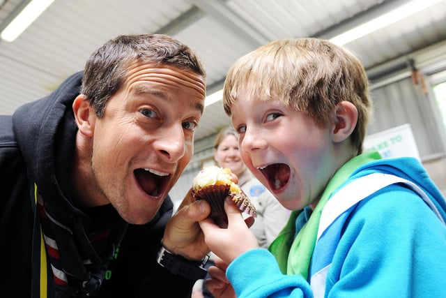 Bear Grylls and his son Marmaduke Grylls share a cupcake