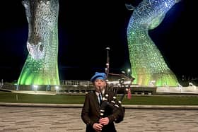 Falkirk's young musician of the year, James Silcock, at The Kelpies. Pic: Contributed
