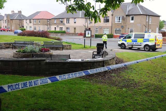 A 56-year-old man was found injured in Abbots Road, Grangemouth this morning. Picture: Michael Gillen.