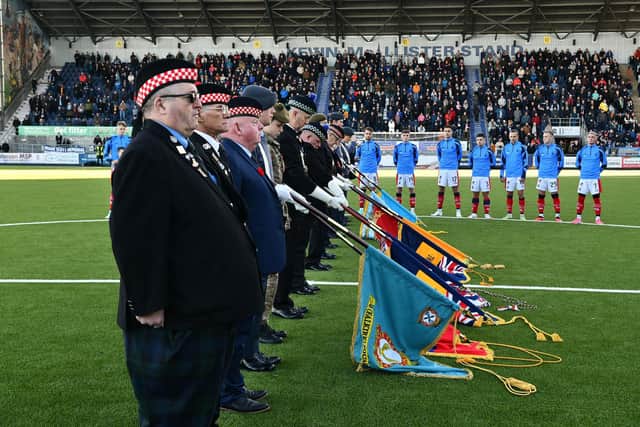 Falkirk hosted its annual Remembrance Day commemorations before the match against Edinburgh City (Pictures by Michael Gillen)