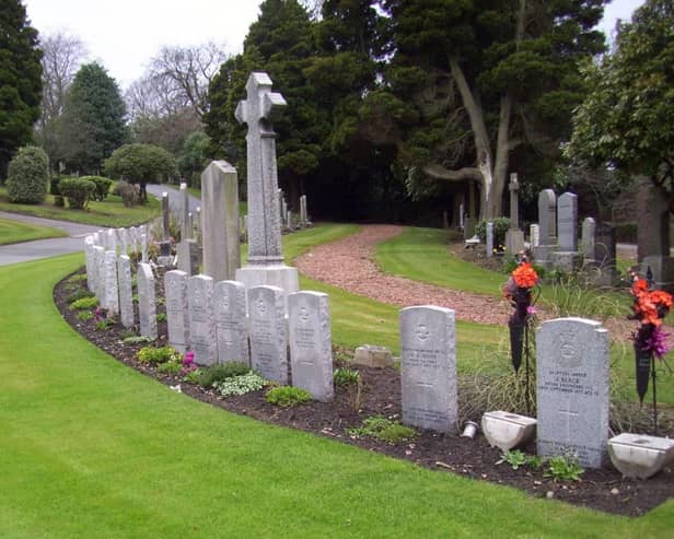 The graves of those who lost their lives at the Grangemouth airfield in Grandsable Cemetery.