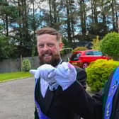 The Free Colliers march through the Braes villages with pinkies linked.