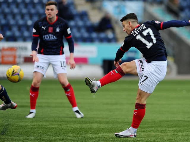Falkirk's Robbie Leitch taking a shot against Forfar Athletic last month. (Picture: Michael Gillen)
