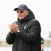 Falkirk boss John McGlynn applauds the travelling Bairns support at Peterhead (Pictures by Ian Sneddon)