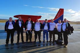 Falkirk veteran Mike Warren, fourth from left, returns to the Falkland Islands where he served his country during the 1982 conflict(Picture: RNRMC)