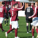 Colin Strickland celebrates scoring for Linlithgow Rose (Pic by Ian Rutherford)