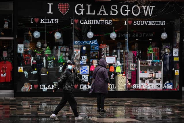Members of the public are seen in the city centre in Glasgow, Scotland. Picture: Jeff J Mitchell/Getty Images