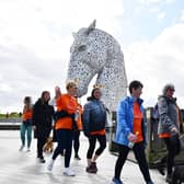 The fundraising walk started at the Kelpies on Friday evening.  Picture: Michael Gillen.