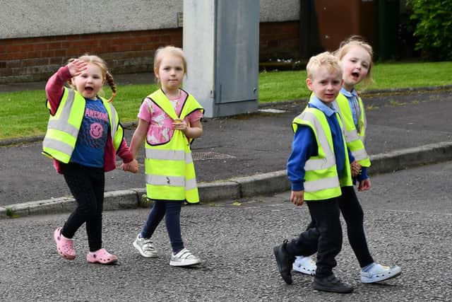 The youngest pupils at Airth Primary joined  in the Tartan Walk around the village