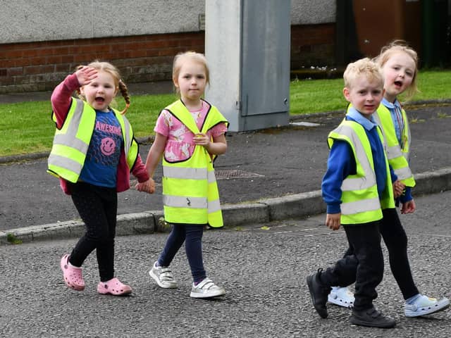 The youngest pupils at Airth Primary joined  in the Tartan Walk around the village