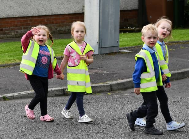 The youngest pupils at Airth Primary joined  in the Tartan Walk around the village