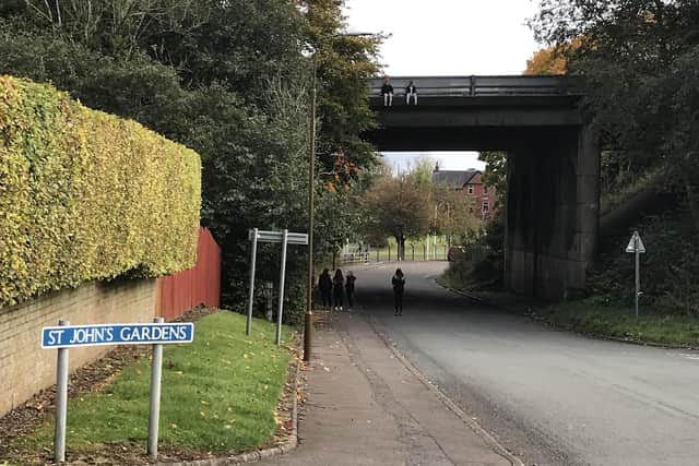 Youths have been spotted climbing up the M80 flyover in Castlerankine Road, Denny. Contributed.