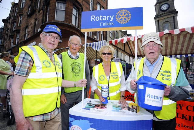 Falkirk Rotary member Sandy McGill, Sandy Murrison, president Linda Noble and George Honeyman