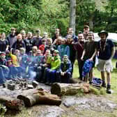 41st Falkirk St Francis Xavier's Scout Group and 51st Dennyloanhead Scout Group around the campfire circle