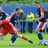 Brad Spencer and Stephen McGinn in action for Falkirk (Photo: Michael Gillen)