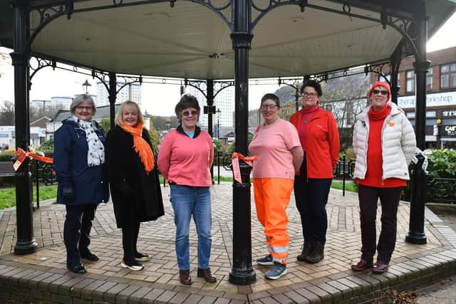 Soroptimists International Falkirk tied orange ribbons to lampposts to mark United Nations Global Campaign 16 Days of Activism Against Gender based Violence last year. Picture: Michael Gillen